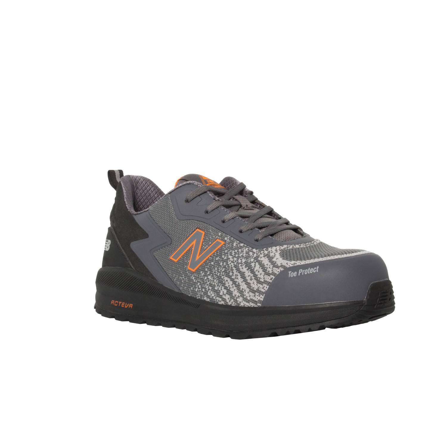 New Balance Sicherheitsschuh Speedware, grau-orange, Größe 40, mit Zehenschutzkappe und rutschfester Sohle.