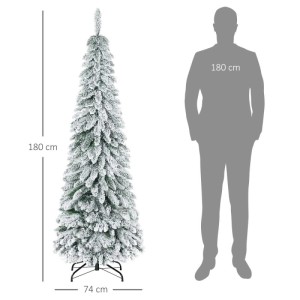 HOMCOM künstlicher Weihnachtsbaum 180cm mit Kunstschnee und Standfuß. Winterliche Kunsttanne für festliche Dekoration.