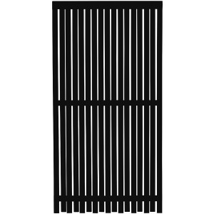 Schwarzer Sichtschutzzaun Nagano aus Nadelholz, 90x180 cm, mit senkrechten Leisten.