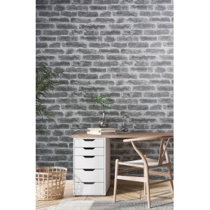 Marburg Vliestapete in Greige mit Steinoptik, klassisches Design, FSC®-zertifiziert.