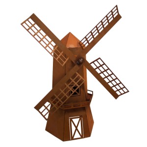 Rostbraune Ferrum Art Design Segelwindmühle, 61x50x21cm, Gartendeko.