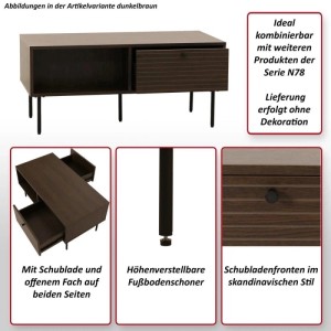 MCW Couchtisch N78 Natur, Wohnzimmertisch mit Schublade und offenem Fach.