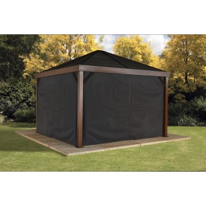 Sojag Vorhang-Set für South Beach Pavillon (12x12) in Schwarz, geschlossen.