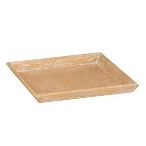 Rechteckiges braunes Tannenholz-Tablett mit natürlicher Maserung und leicht erhöhtem Rand, ideal zum Servieren oder Dekorieren.