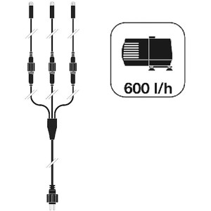 Zubehör für Gartenbrunnen-Set Chios: Pumpe mit 600 l/h und LED-Beleuchtung.