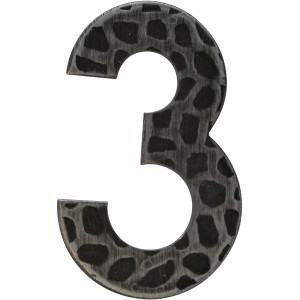 Hausnummer 3 aus Schmiedeeisen, witterungsbeständig und leicht montierbar.