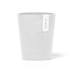 Weißer Ecopots Pflanztopf Morinda, 17x19,2 cm, geeignet für Orchideen, minimalistisches Design.