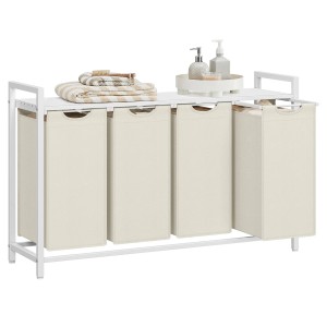 Songmics Wäschesammler Brenta mit 4 Fächern 160 l Creme-Weiß