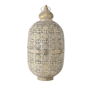 Große, antikgoldene Boltze Home Laterne Abby mit filigranem Muster, Ø 32,5 cm x 65 cm.