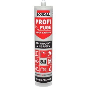 Soudal Profi-Fuge 8-in-1, hellgrauer Dichtstoff für Sanitär, Küche, Fenster und mehr. 280ml Kartusche.