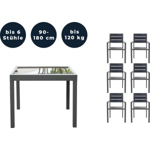 Home Deluxe Sitzgruppe Verano Madera, 6-teilig, mit Gartentisch und 6 Gartenstühlen.