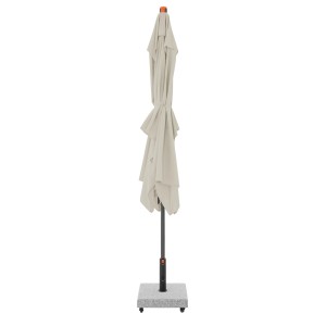 Doppler Balkonschirm MyZone 200x300 cm Natur, geschlossen mit Kurbel und Schirmständer.