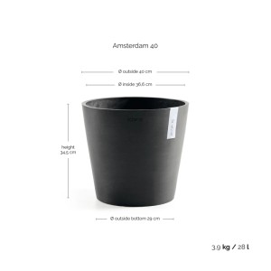 Ecopots Pflanztopf Amsterdam Dunkelgrau Ø 40 cm / Höhe 35 cm