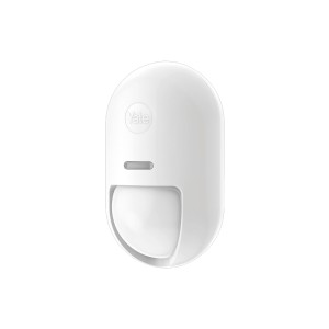 Weißer, kabelloser Yale Bewegungsmelder für Innenräume, Teil des Smart Alarm Systems.