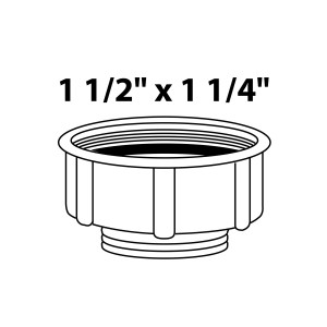 Weißes Kirchhoff Reduzierstück für Siphon, 44,9 mm (1 1/2 IG) x 41,9 mm (1 1/4 AG).