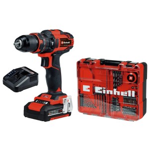 Einhell Akku-Schlagbohrschrauber TE-CD 18/40 Li-i +64 mit Akku, Ladegerät und Zubehör-Set im Koffer.