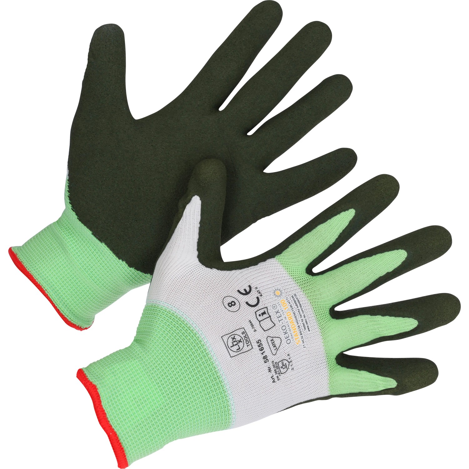 LUX Arbeitshandschuhe Eco Gr. 9, Polyester mit Gripp-Beschichtung, grün/weiß, für Montagearbeiten