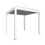 Biohort Pergola 3x3 m in Weiß-Silber: Moderne Terrassenüberdachung mit verstellbaren Lamellen.