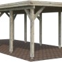 Grauer Palmako Einzelcarport aus Holz, 360x762 cm, mit stabilen Pfosten. Ideal als Unterstellmöglichkeit.