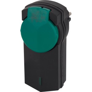 Funkschalter für Hausfunksteuerung, IP44, mit grüner Abdeckung. Komfortable Fernbedienung zum Ein- und Ausschalten.