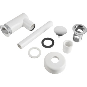 Prevex EasyClean Siphon mit Pop-Up Ventil (Chrom), Einzelteile im Überblick.