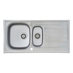 Respekta Einbauspüle Dallas, 100x50 cm, Edelstahlspüle mit 2 Becken und Abtropffläche.