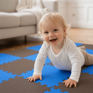LittleTom Baby & Kinder Puzzlematte 30 x 30 cm 18 Stück Braun & Dunkelblau