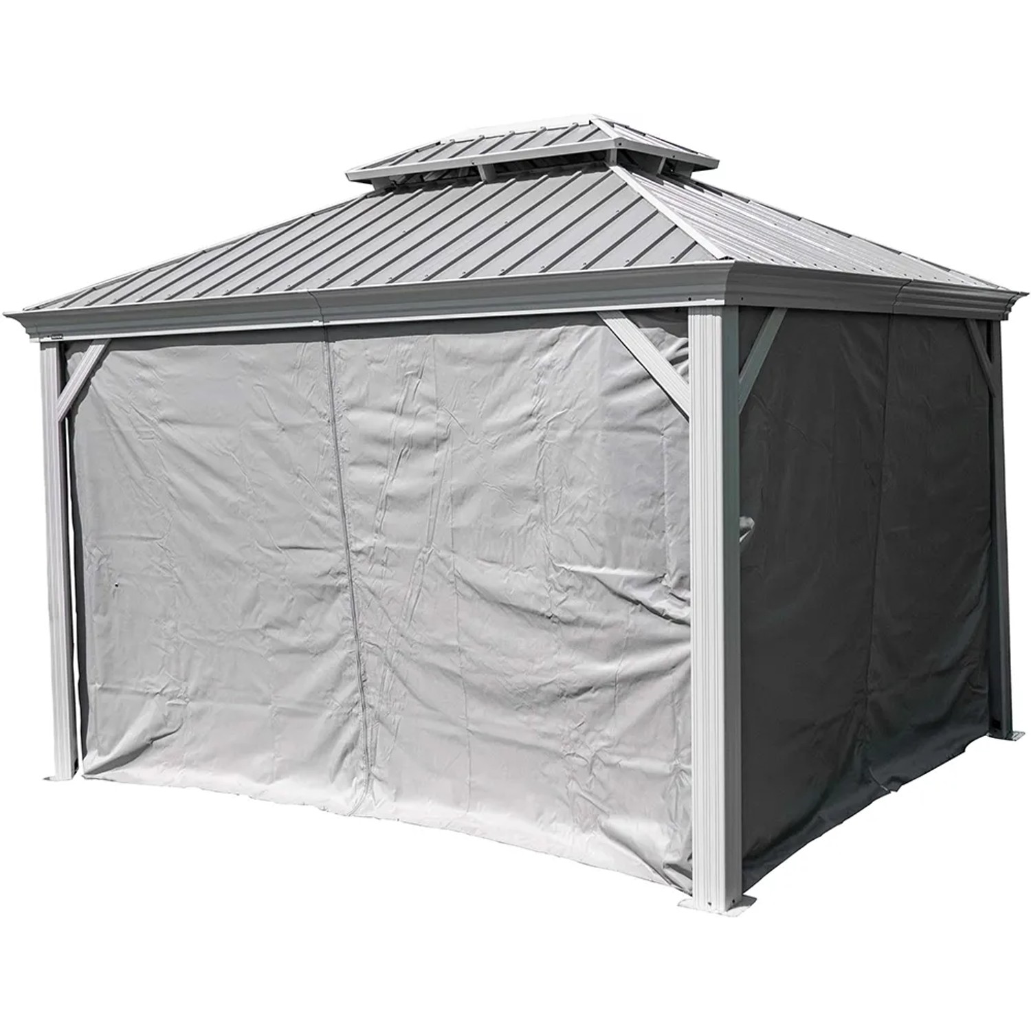 Sojag Aluminium Pavillon Messina 12x16 Champagner mit Moskitonetz und Stahldach.