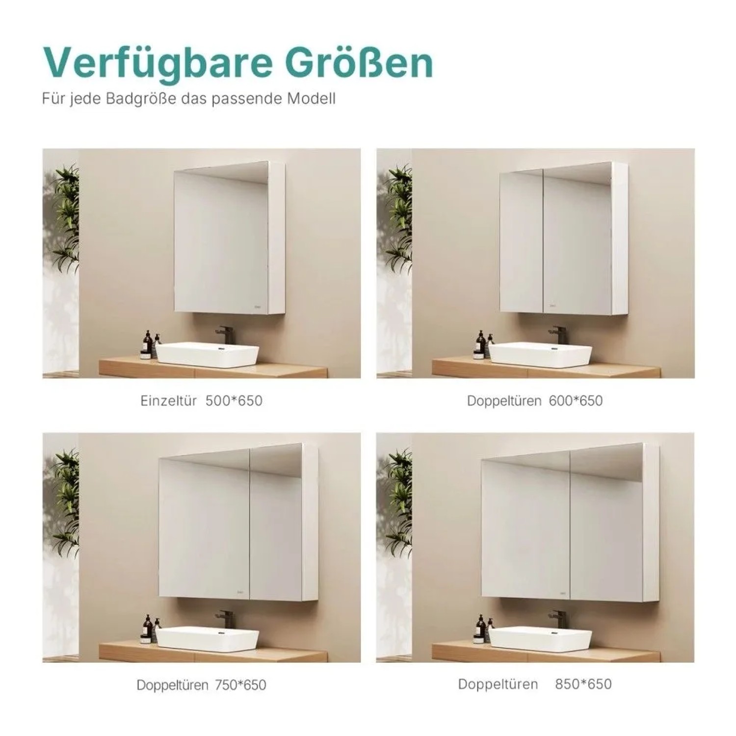 Emke Spiegelschränke in verschiedenen Größen: weiß, mit Spiegeltüren, für Bad. Einzeltür und Doppeltüren.