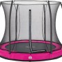 Pinkes Salta Comfort Edition Bodentrampolin ø 213 cm mit Sicherheitsnetz.