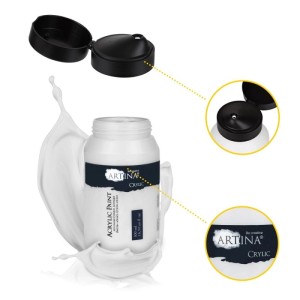 Artina Crylic Acrylfarbe, 500ml, Titanweiß. Künstlerfarbe mit hoher Deckkraft.