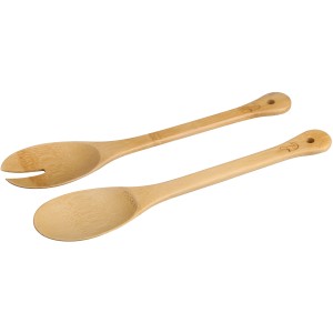 Fackelmann Salatbesteck Tropical, 2-teilig aus Bambus mit Tukan Gravur.