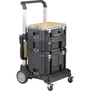 Stanley FatMax Tstak Werkzeugkoffer-System mit klappbarem Aluminium-Trolley für einfachen Transport.