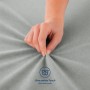 Hand testet weiches, hellgraues Jersey Spannbettlaken aus Baumwolle für Boxspringbetten. Anschmiegsame Qualität für Matratzen.