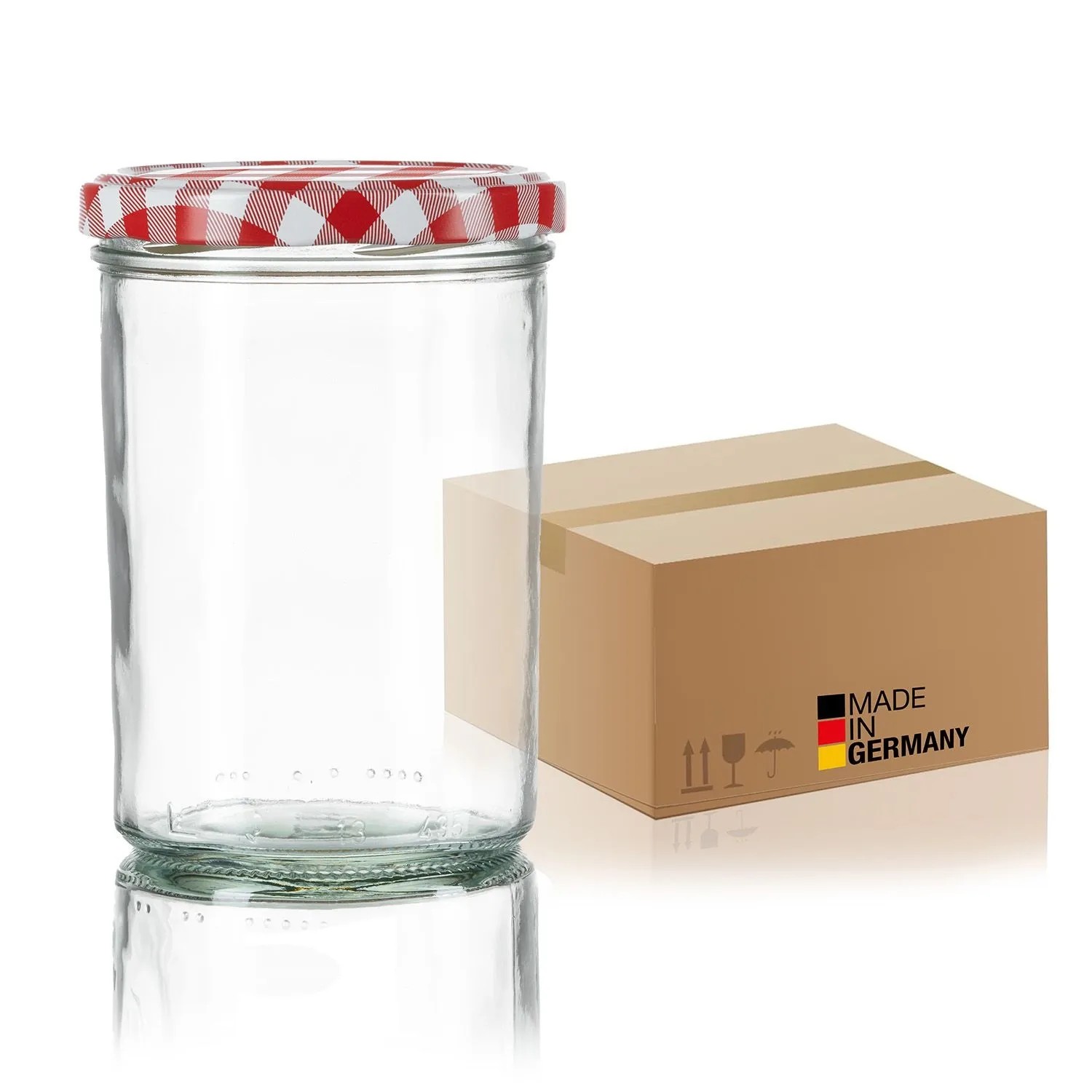 BigDean 48x Sturzgläser 435ml Einmachgläser Einweckgläser Schraubgläser Made in Germany Marmeladengläser mit Schraub Deckel TO 82 Rot Kariert kaufen bei OBI