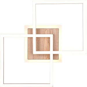 Moderne LED Deckenleuchte Giro in Holznachbildung mit Fernbedienung zur Lichtsteuerung.