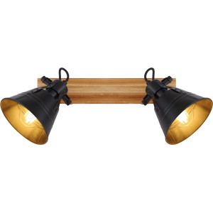 Globo Spot Günther 2er, braun-schwarz, Vintage-Look mit Holz und goldenen Akzenten.
