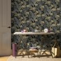 Superfresco Easy Vliestapete Sandrine Tropics Dark mit Flamingo- und Pflanzenmuster.