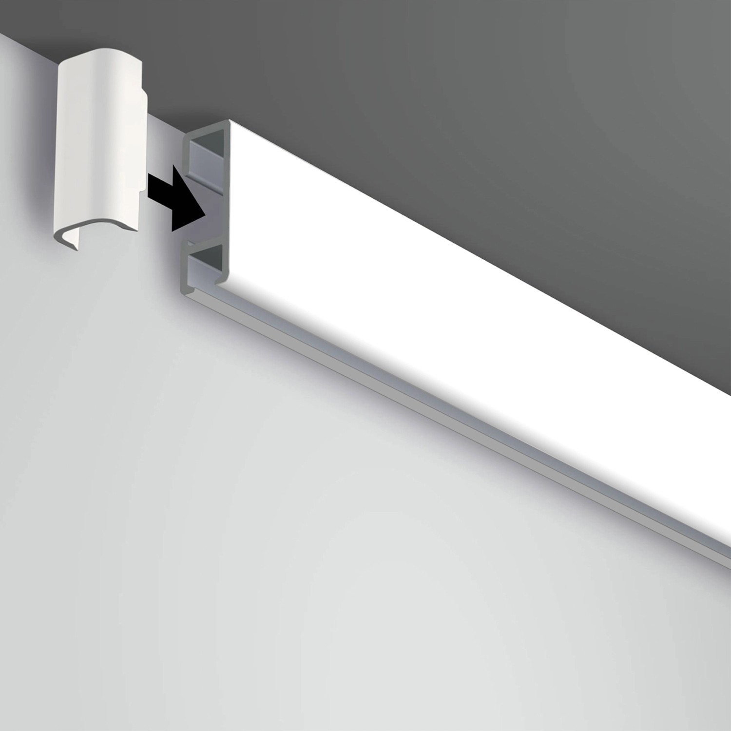 Artiteq Click Rail All-in-One Bildaufhängesystem 2 m Alu, Montage an Wand/Decke.