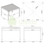 Maßzeichnung der Weide Elektrischen Pergola Deluxe Aluminium 3,6x4m. Detaillierte Ansichten mit allen Abmessungen des Lamellendachs.