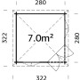 Grundriss Palmako Holz-Pavillon Melanie, 280x280 cm, mit Doppeltür und Fenster
