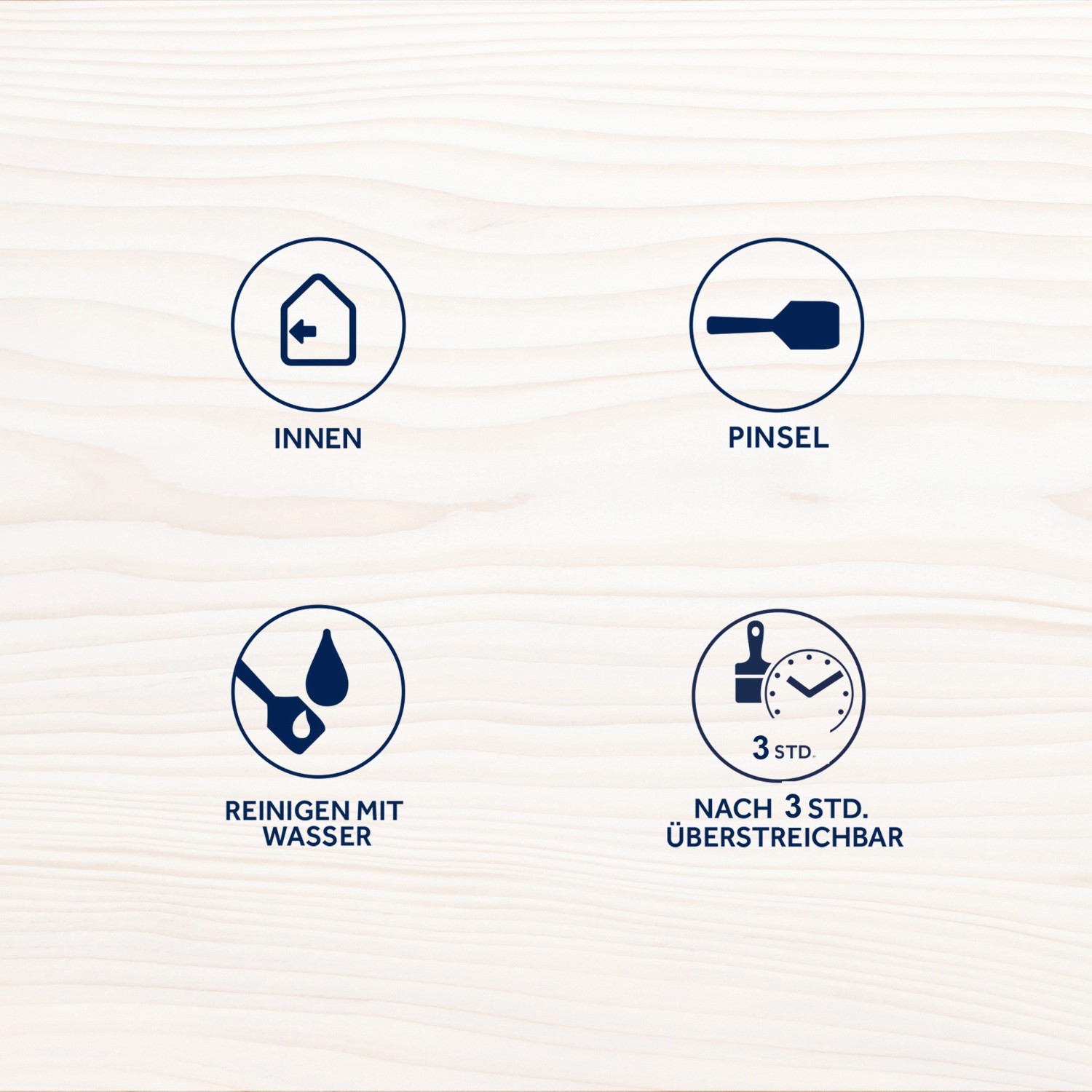 Anwendungshinweise Bondex Holzbeize: Innen, Pinsel, Reinigung mit Wasser, nach 3 Std. überstreichbar.