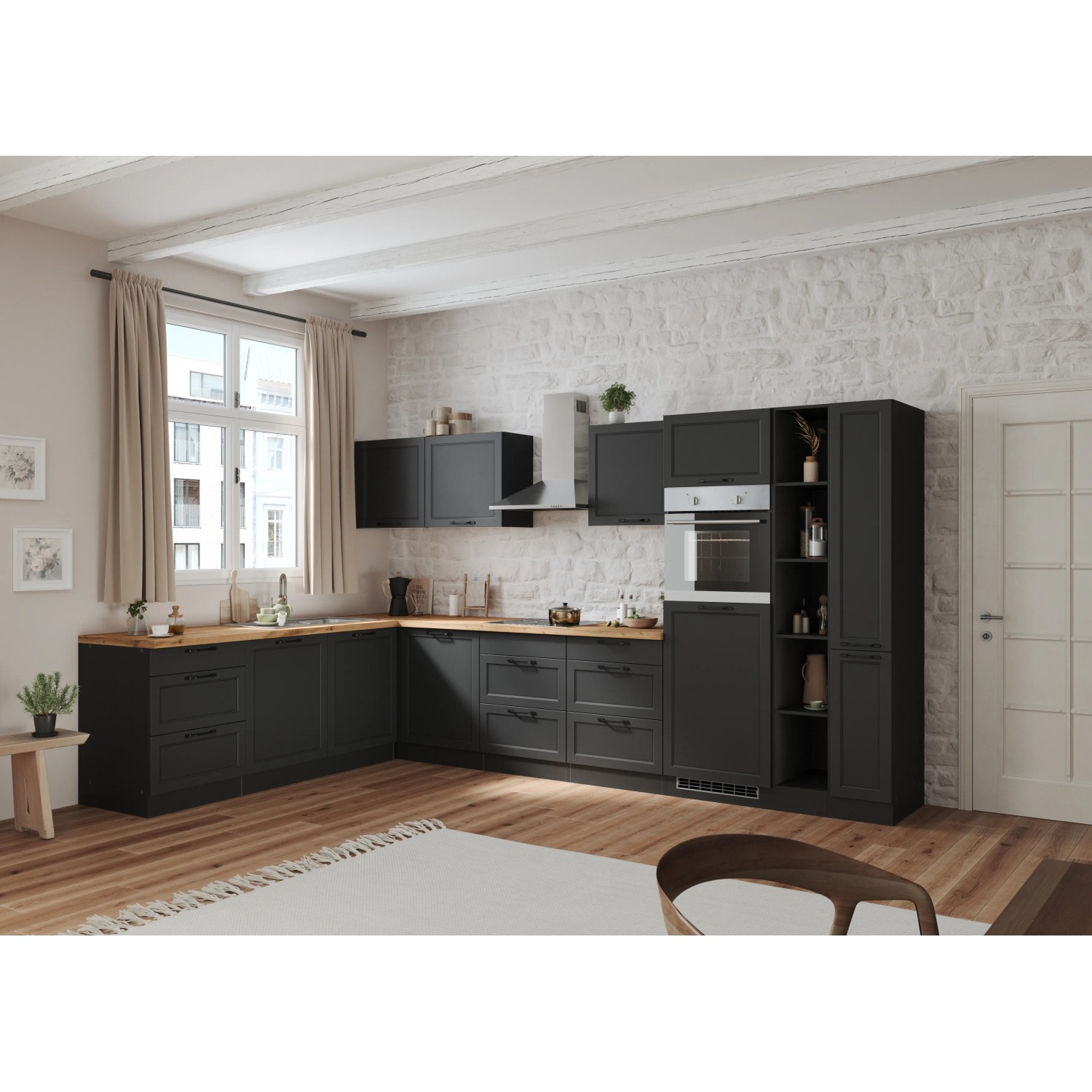 Held Küchen Winkelküche Kempten 360 cm Grau/Graphit mit E-Geräten /autark kaufen bei OBI