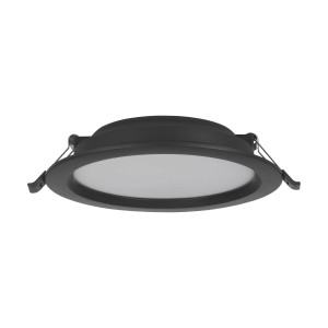 Schwarzer Eglo LED-Einbauspot Idun-E, 4000 K, Ø 16,6 cm, für Deckenmontage.