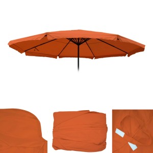 Terracottafarbener Ersatzbezug für MCW Sonnenschirm Carpi Pro, Ø 5m. Schutzhülle mit Volant.