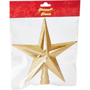 Baumspitze 3D-Stern mit Glitzer Gold 20 cm