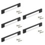 Emuca Lot von 8 Möbelgriffe Varna L181 mm 160 mm Achsenabstand Zamak Schwarzer Lackiert