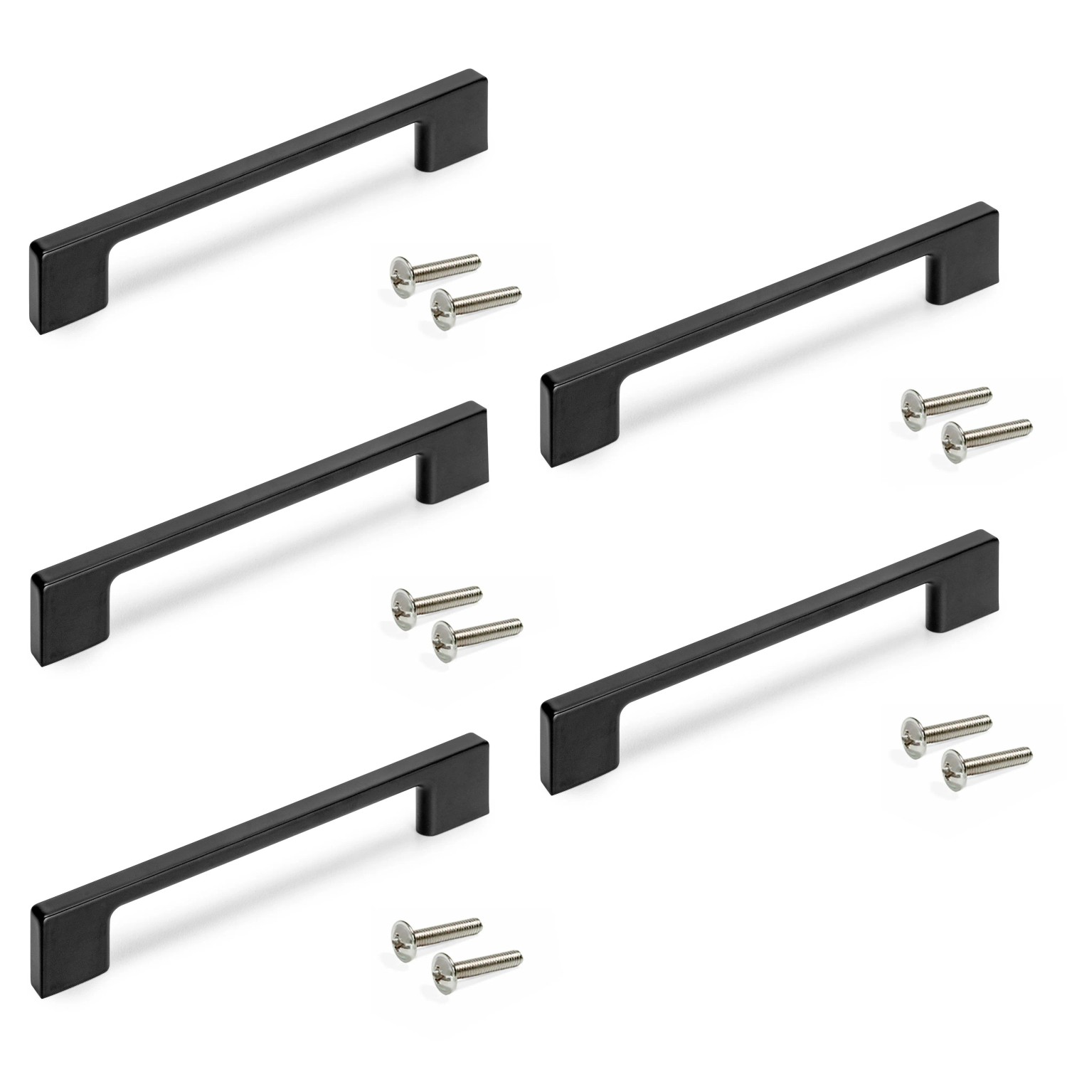 Emuca Lot von 8 Möbelgriffe Varna L181 mm 160 mm Achsenabstand Zamak Schwarzer Lackiert