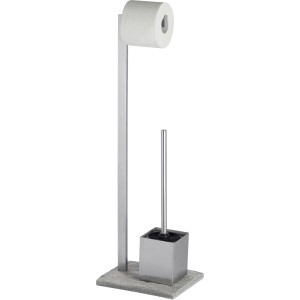 Wenko Stand WC-Garnitur Granit Edelstahl mit WC-Bürste und Papierhalter.