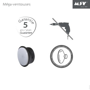 Details zur Anbringung des schwarzen MSV Duschkorbs Mega Ventouses mit Saugnapf.